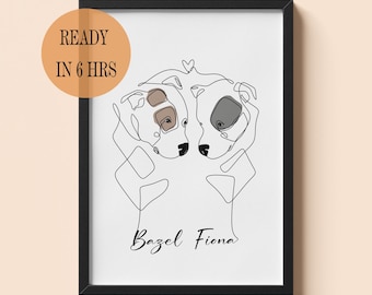 Retrato de mascota personalizado, retrato minimalista, arte mural de perro y gato, mascota dibujada a mano, ideas conmemorativas para mascotas, digital, regalo de Navidad para mascotas, tatuaje