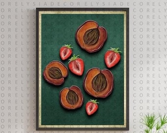 Poster de fruits féminins tranchés - art mural vintage de fruits tranchés - impression d'art positivité du corps - impression d'art égalité - affiche de fruits pour la cuisine