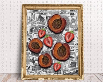 Poster de fruits féminins tranchés - art mural vintage de fruits tranchés - impression d'art positivité du corps - impression d'art égalité - affiche de fruits pour la cuisine