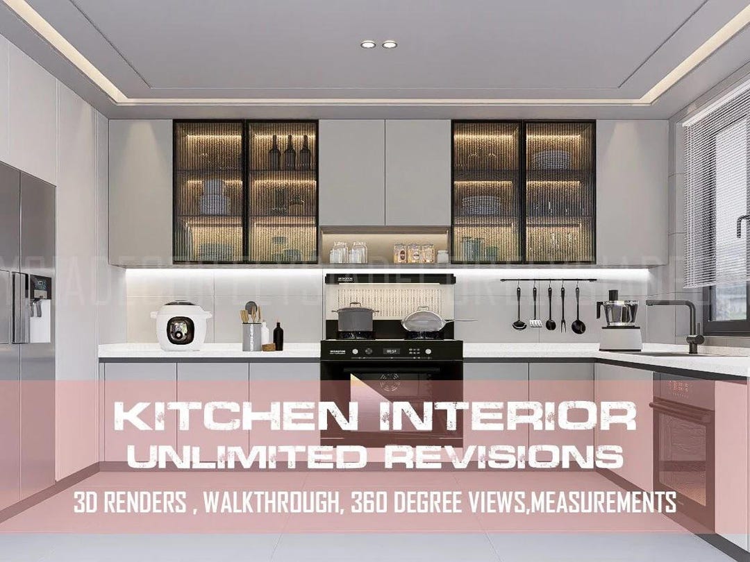 Custom Kitchen Design: 3D Interior Rendering - Etsy