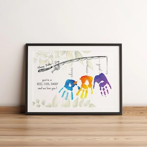 DIY Fishing Handprint Gift for Dad, Personalized Father's Day Art From ...