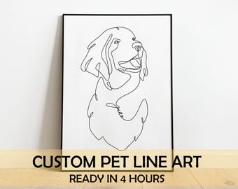 Custom Dog Portrait, Line Drawing, Pet Art, Personalised Dog Portrait, Line Art Gift, Dog Outline, Printable Pet Portrait, Pet Outline