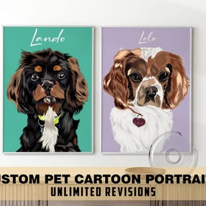 Custom Cartoon Cat & Dog Portrait from Photo, Cartoon Pet Portrait, Pet Art Cartoon Style, Custom Dog and Cat Gift, Pet Digital Illustration