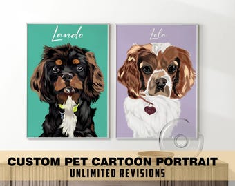 Custom Cartoon Pet Portrait: Dog & Cat Art (Digital Illustration)