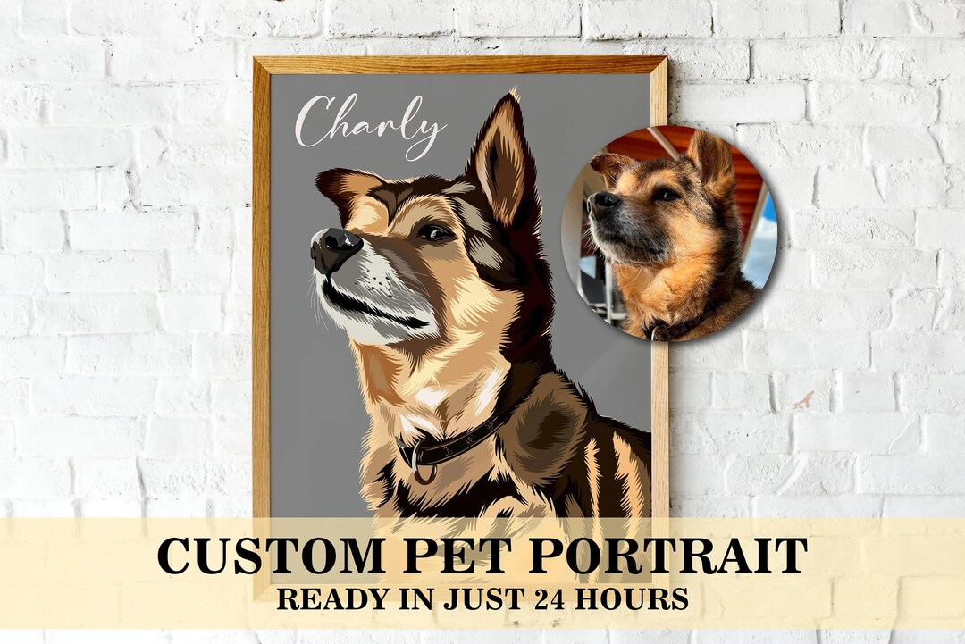 Custom Pet Portraits Using Pet Photo Personalized Digital Dog Portraits ...