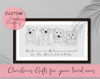 Custom Dog Portrait, Line Drawing, Pet Art, Line Dog Portrait, Dog Sketch, Line Art Gift, Dog Outline, Printable Pet Portrait, Pet Outline