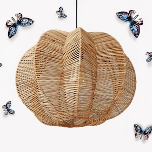 Flexible Bamboo Pendant Light, Fish Trap Ceiling Lamp, Hanging Lamp, Boho Light Fixture, Suspension Bamboo, Ceiling Light, Woven Chandelier