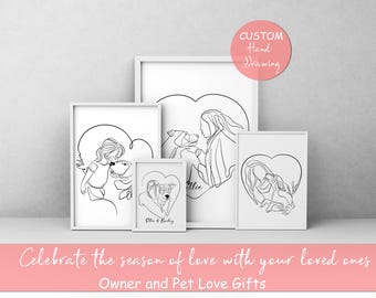 Custom Dog Portrait, Line Drawing, Pet Art, Line Dog Portrait, Dog Sketch, Line Art Gift, Dog Outline, Printable Pet Portrait, Pet Outline