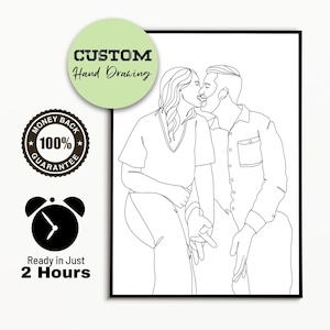Custom line Drawing | Christmas gift | wedding gifts | Family Portrait | personalised gift| Faceless art | Line art, Personalised Portrait