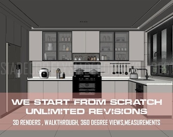Custom Kitchen Design: 3D Interior Rendering - Etsy