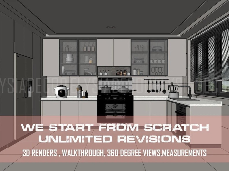 Custom Kitchen Design: 3D Interior Rendering - Etsy