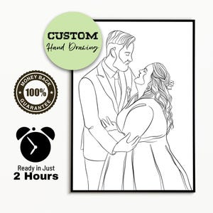 custom one line drawing portrait from picture, couple faceless portrait, outline portrait, line art digital portrait, pet lover gifts, dog