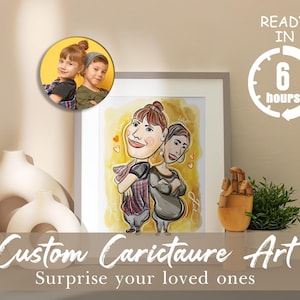 Custom Caricature Portrait from Photo | Funny Personalized Drawing | Digital Gift for Friends, Couples, Pets, or Family, Handmade Caricature