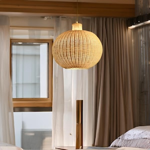 Rattan lampshade, Handmade pendant light, Moroccan wicker candlestick, bohemian design Lightshade, Bamboo Lampshade, Bamboo Light Fixture