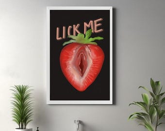 Vos lèvres sont uniques, fruits féminins tranchés, impression d'art signée, affiche vintage « tranchés fruités », impression de 9 fruits différents, téléchargement numérique