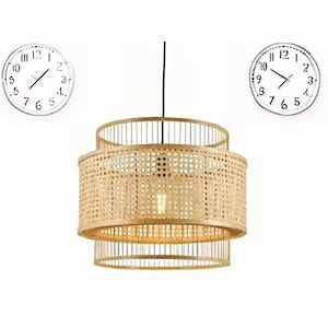Bamboo Rattan Pendant Lampshade - Lattice, High Quality-Rattan Pendant Light, Bamboo Lamp, Cane Lightshade Lampshade, Bamboo Light Fixture