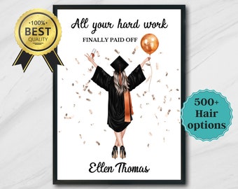 Personalised Graduation Print, PHD Graduation Gift, College Graduation Gift For Her, University Graduation Print, Graduation Portrait