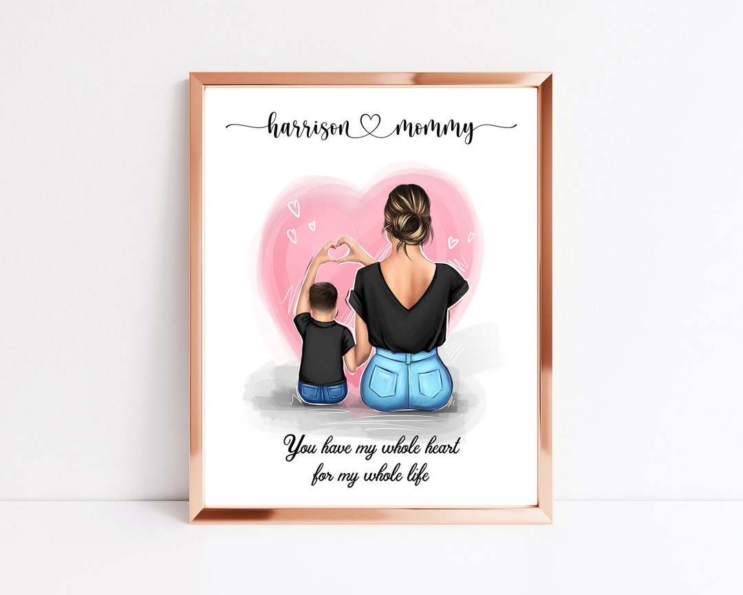 Personalised Mother and Son Print Gift for Mom for Mothers Day Gift