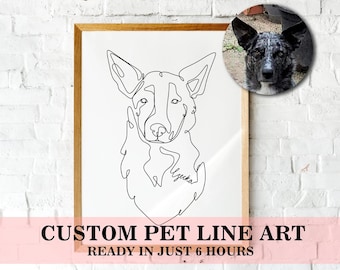Custom One Line Dog, Pet Portrait, Dog Line Art, Continuous Line Drawing, Dog Portrait, Dog Tattoo, Pet loss gift , Dog Memorial
