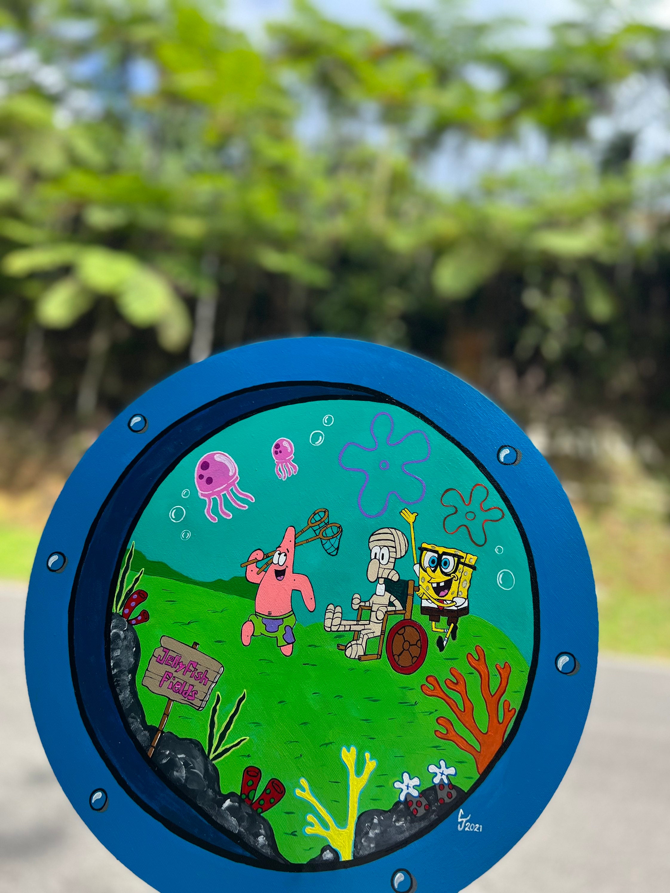 Spongebob Window Spongebob Window Art Jellyfish Yard - Etsy Hong Kong