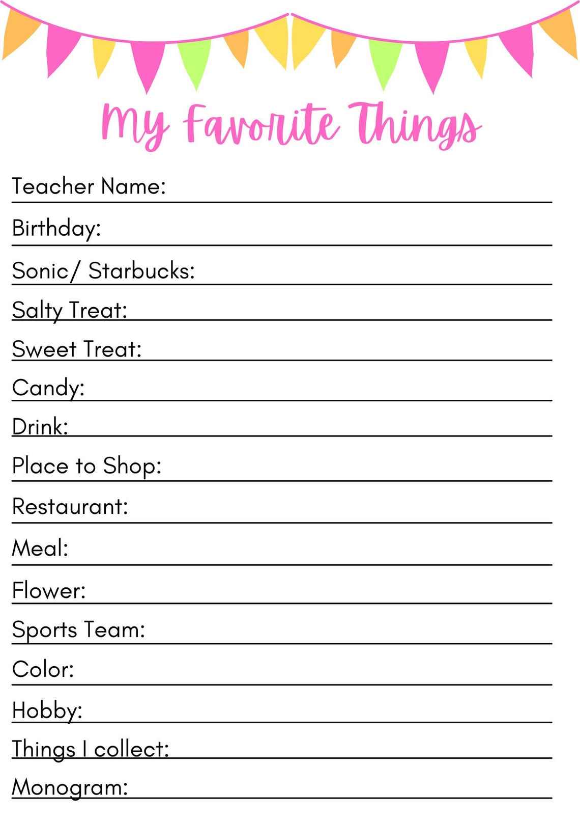 My Favorite Things Teacher Etsy My Favorite Things Teacher Etsy