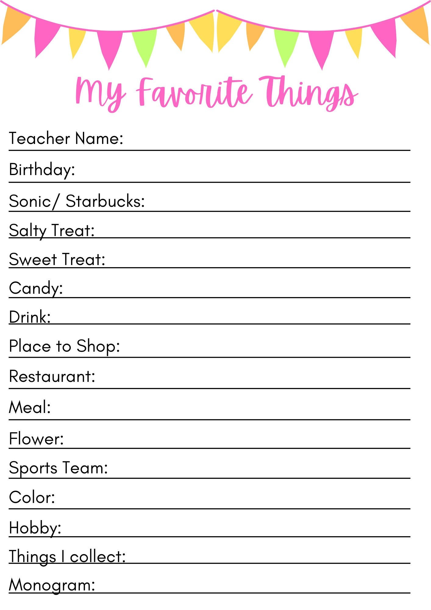 My Favorite Things Teacher Etsy