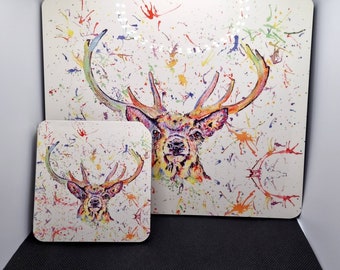 Stag dining place mat and coasters set of 4.