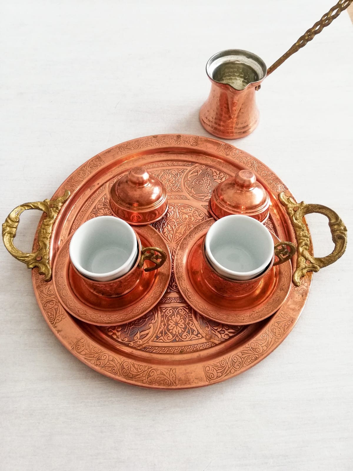 Traditional Vintage Copper Coffee Set 