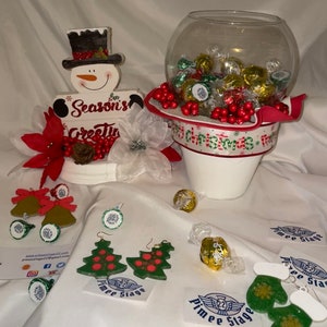 Christmas earrings, necklace, keychain or tree ornaments