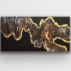 Original Modern Wall Art, Abstract Painting on Canvas, Original Abstract Wall Art Living Room Wall Decor Gold Art, Textured Art Canvas