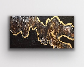 Original Modern Wall Art, Abstract Painting on Canvas, Original Abstract Wall Art Living Room Wall Decor Gold Art, Textured Art Canvas