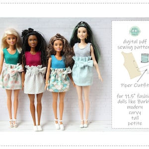 Piper Outfit - digital pdf sewing pattern for 11.5&quot; fashion dolls