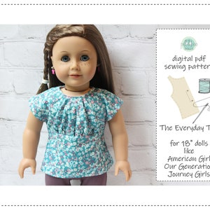 The Everyday Top - digital pdf sewing pattern for 18&quot; dolls