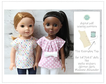 14 Inch Doll Clothes Sewing Pattern | Everyday Top, Pants, Leggings (PDF Download)