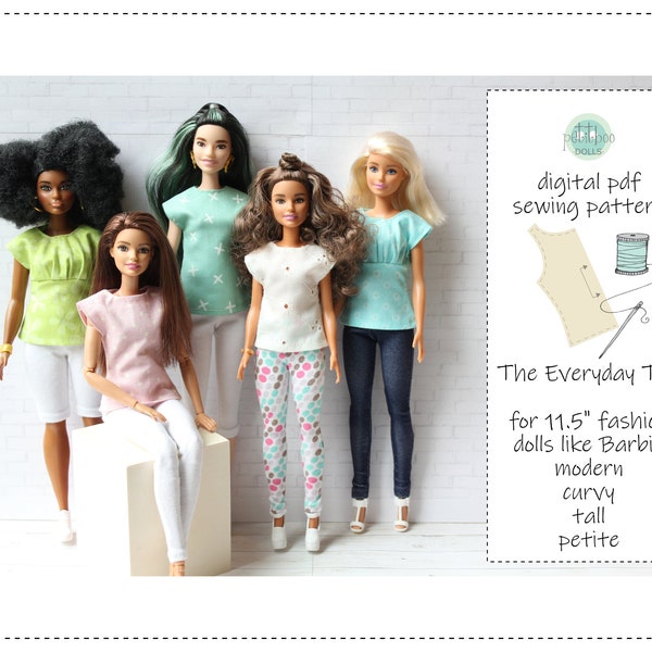 The Everyday Top - digital pdf sewing pattern for 11.5" fashion dolls