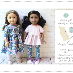 Maggie Outfit - digital pdf sewing pattern for 18&quot; dolls