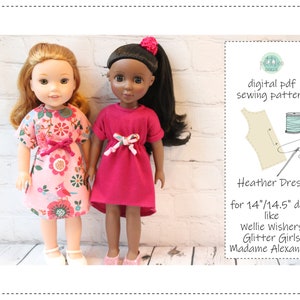 Heather Dress - digital pdf sewing pattern for 14" dolls