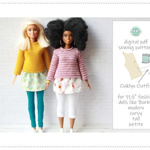 Oaklyn Outfit - digital pdf sewing pattern for 11.5&quot; dolls