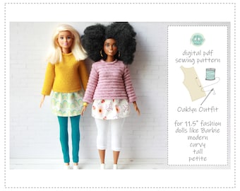 Fashion Doll Clothes Sewing Pattern | Oaklyn Outfit for 11.5" Dolls (Digital PDF)