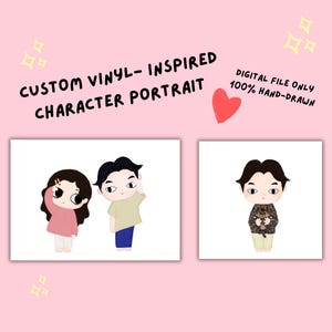 Custom Designer Toy Character Art | POP Mart-Inspired Cute Portrait | Kawaii Chibi Couple Digital Commission | Hand Drawn Toy Style Gift