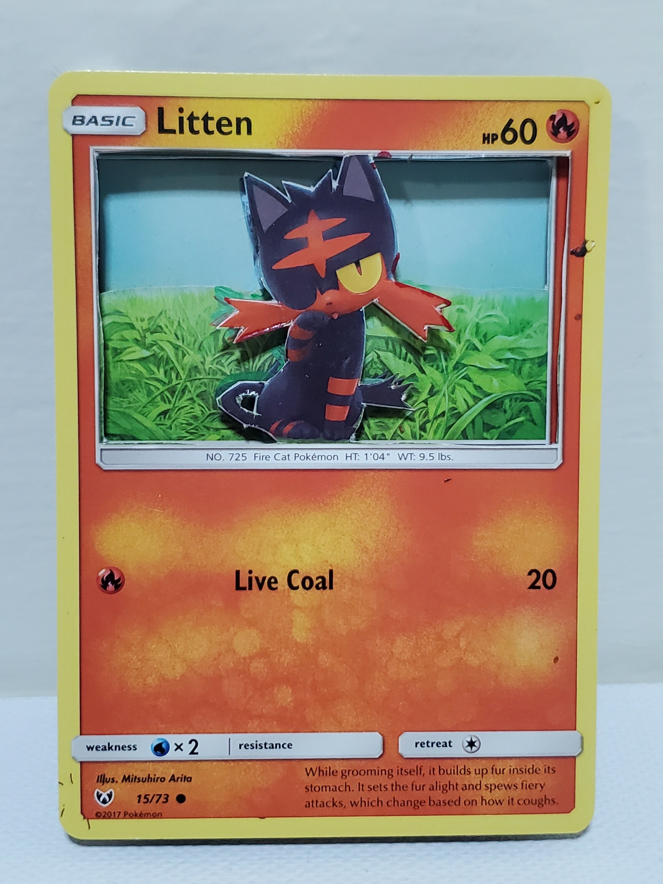 Litten 3D Pokmon Card Art - Etsy Litten 3D Pokmon Card Art - Etsy