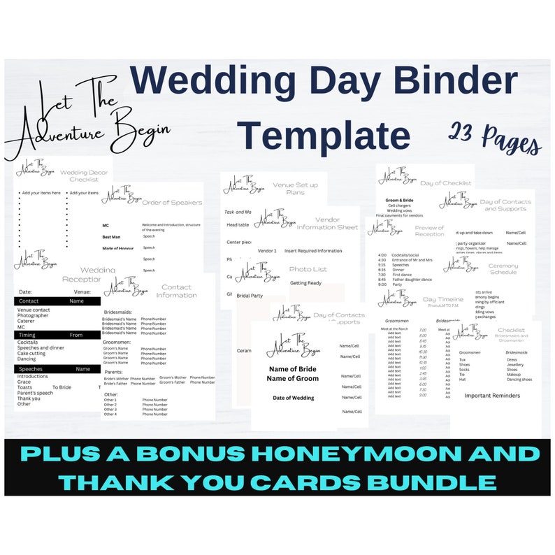 wedding-day-binder-template-editable-wedding-itinerary-etsy