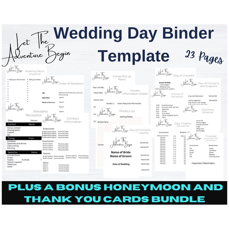 wedding-day-binder-template-editable-wedding-itinerary-etsy