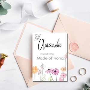Flutter élégant : ensemble de cartes de proposition de mariage inspiré des papillons | Ailes fantaisistes, papillon enchanteur, proposition de mariage, matrone d'honneur
