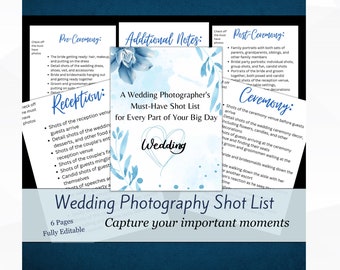 The Best Wedding Photography Shot List | Comprehensive Checklist for Photos| Bride & Groom Portraits |Must-Have Shots for Your Wedding Album