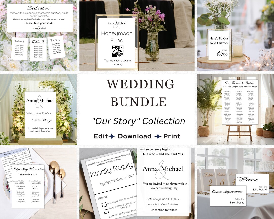 Minimalist Wedding Bundle Template, Modern Wedding Bundle Templates ...