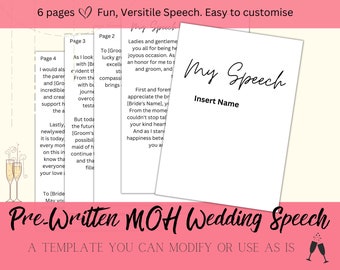 Maid of Honor Speech FROM Sister| pre written speech template, Wedding Reception Speeches, Matron of Honour Wedding, Wedding toast, Cheers