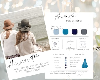 Bridal Party Proposal Card: Wedding Details Template (Digital Download)