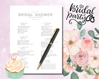 Checklist Bridal Shower planner, checklist to organize the party planning fun, Printable Templates, Bridal Shower Games, wedding checklists