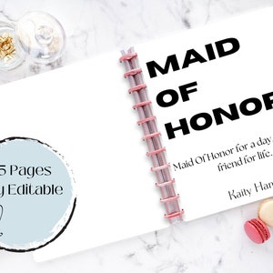 Maid of honor gift, Planner, Matron of Honor Proposal, Will You Be My Maid of Honor, MOH Wedding, Checklists, Printable, easy to edit